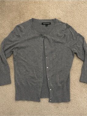 Express Gray Crewneck Button Cardigan